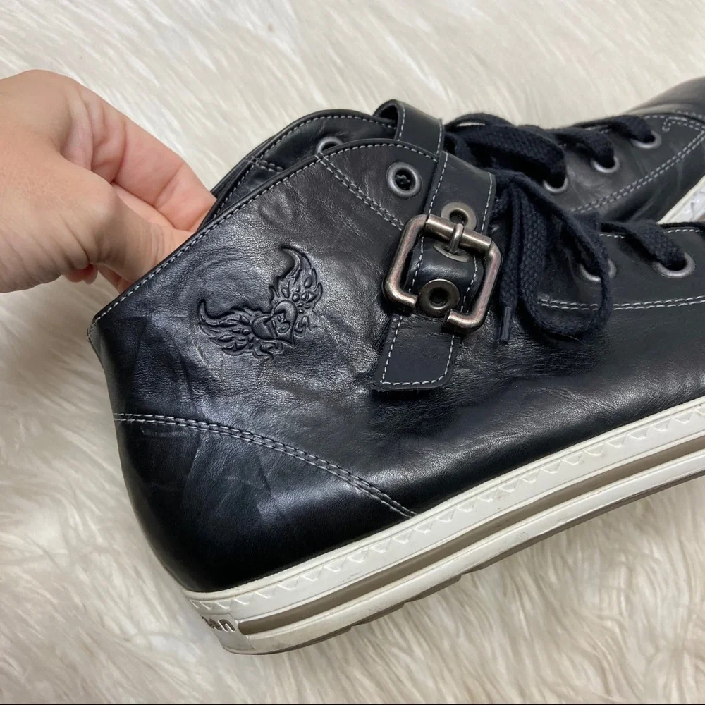 Paul Green Black Leather High Top Sneakers - Picture 6 of 12
